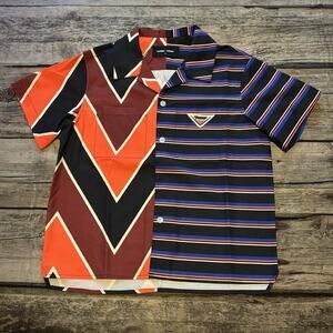 NEW Homme Femme Double Pattern Button Down Split Shirt Men’s Size Small